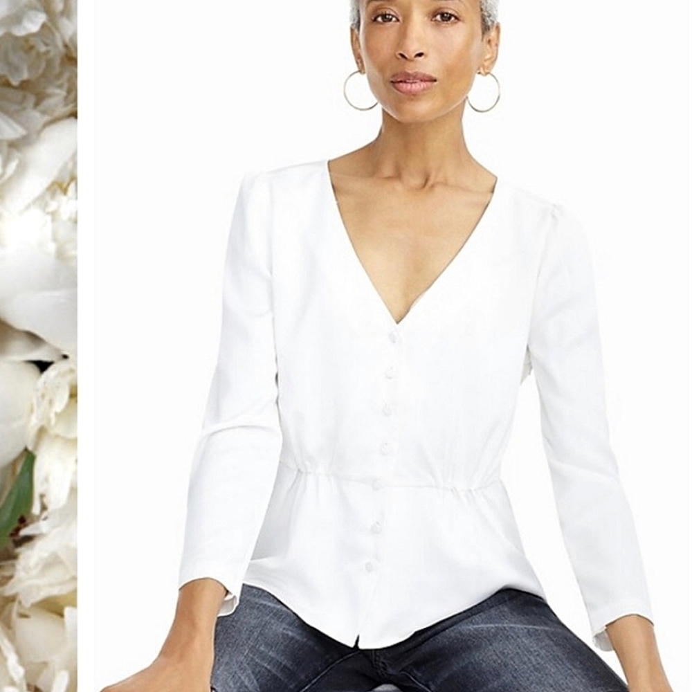 J. Crew Long Sleeve Peplum Blouse